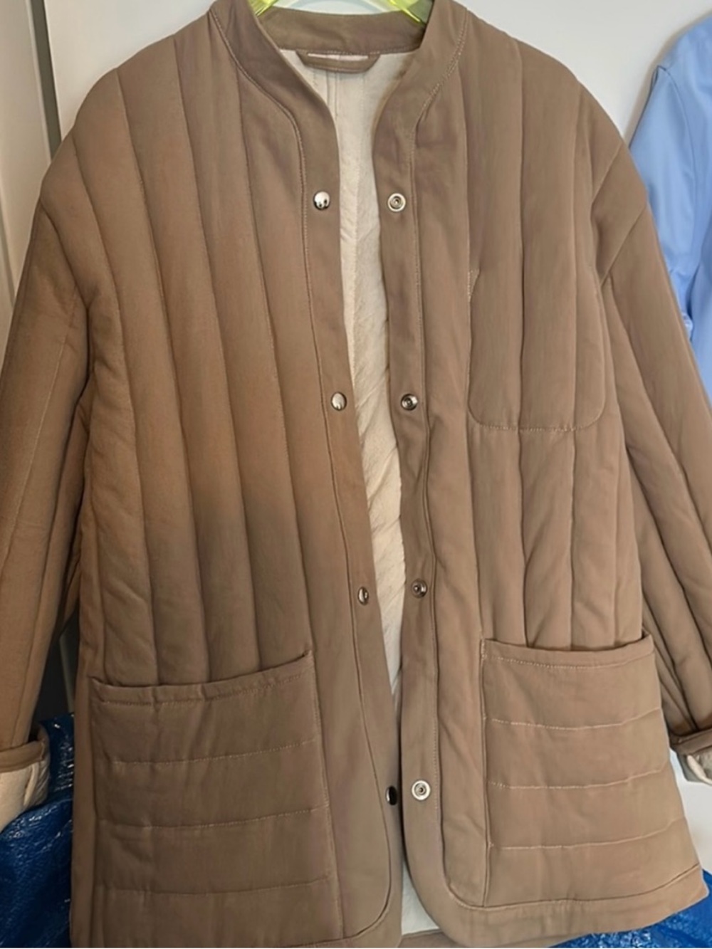 Kordal Quilted Button-Front Jacket in Taupe